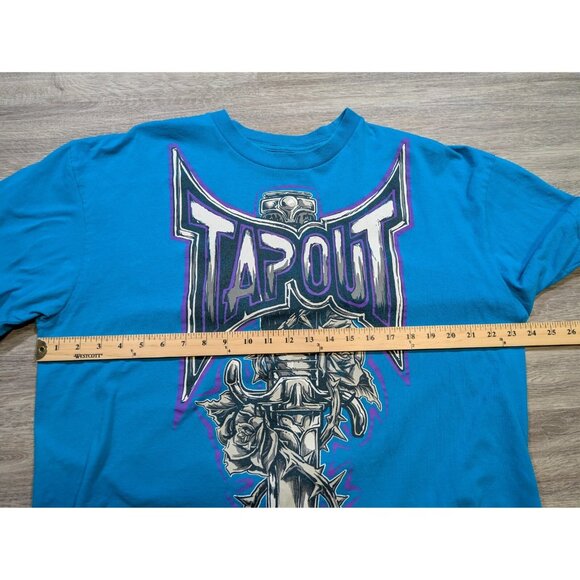 Tapout Men's 2XB 2XL Big Logo Graphic Print T-Shirt Grunge Knife Blue Purple - Picture 6 of 7